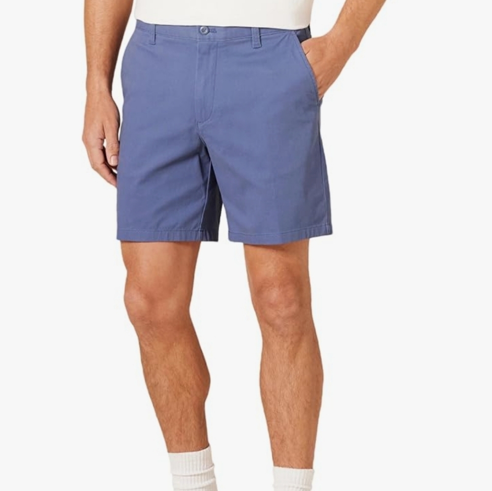 Amazon Essentials Size 31 Inch Waist Men's Classic Blue Flat Front Shorts New